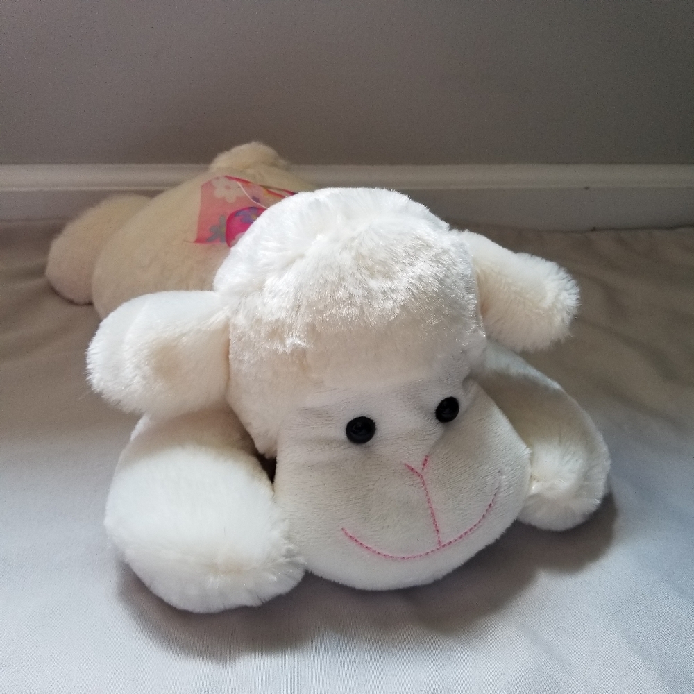 Easter Plush Lamb White Ribbon Sheep Spring